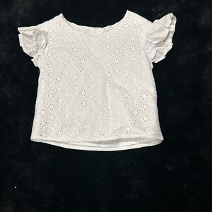 C&C California Kids White Eyelet Top Flutter Sleeve Girls Size 4